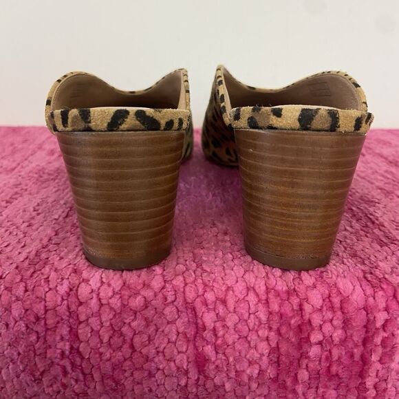 Soludos Heidi Block Heel Leopard Print Suede Mules Size 8.5 - Picture 5 of 11